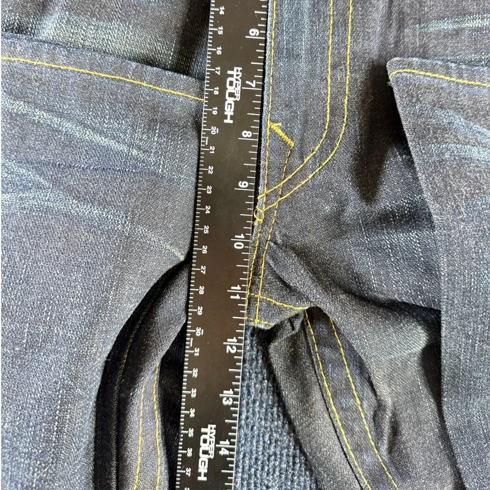 True Religion Mens Skull Roses Patch Distressed Straight Leg Jeans Blue Size 42